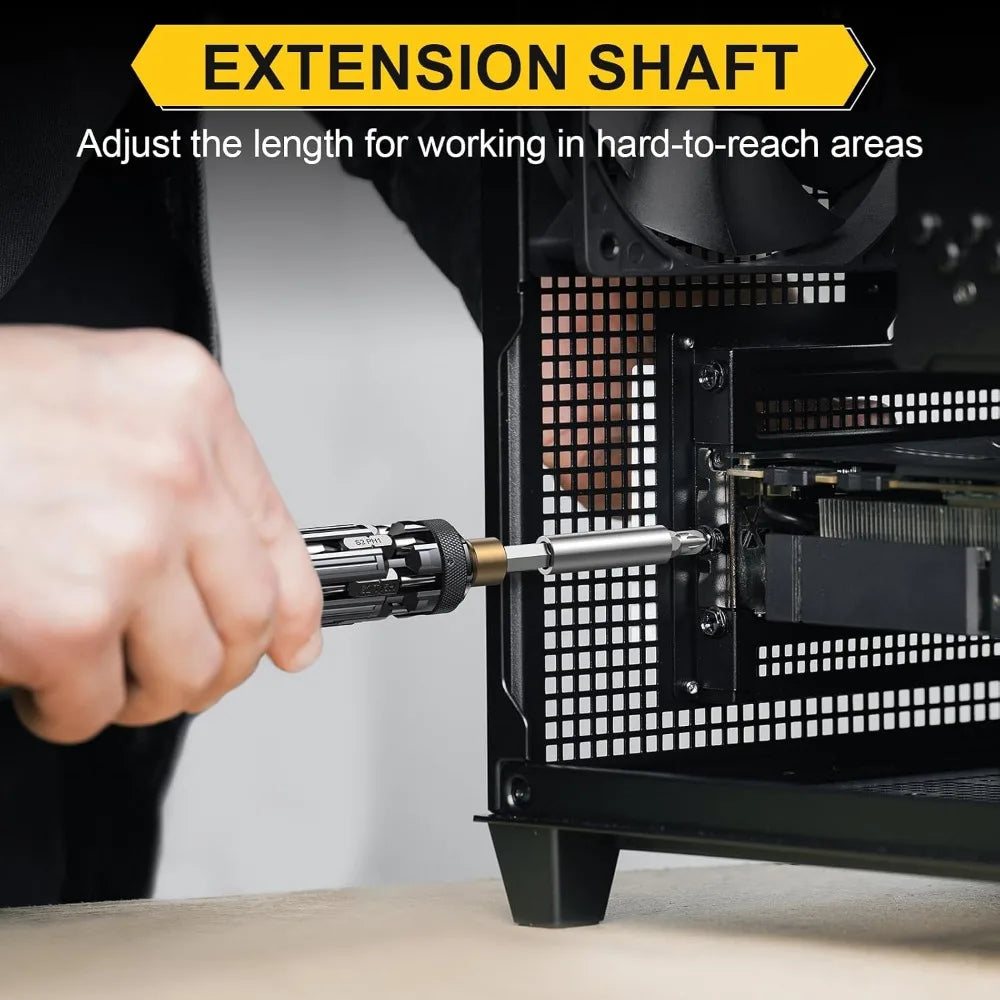19 in 1 Multibit Screwdriver Set - Magnetic Multitool with Torx Hex Phillips Slotted, Repair Kit for Computer Home Furniture