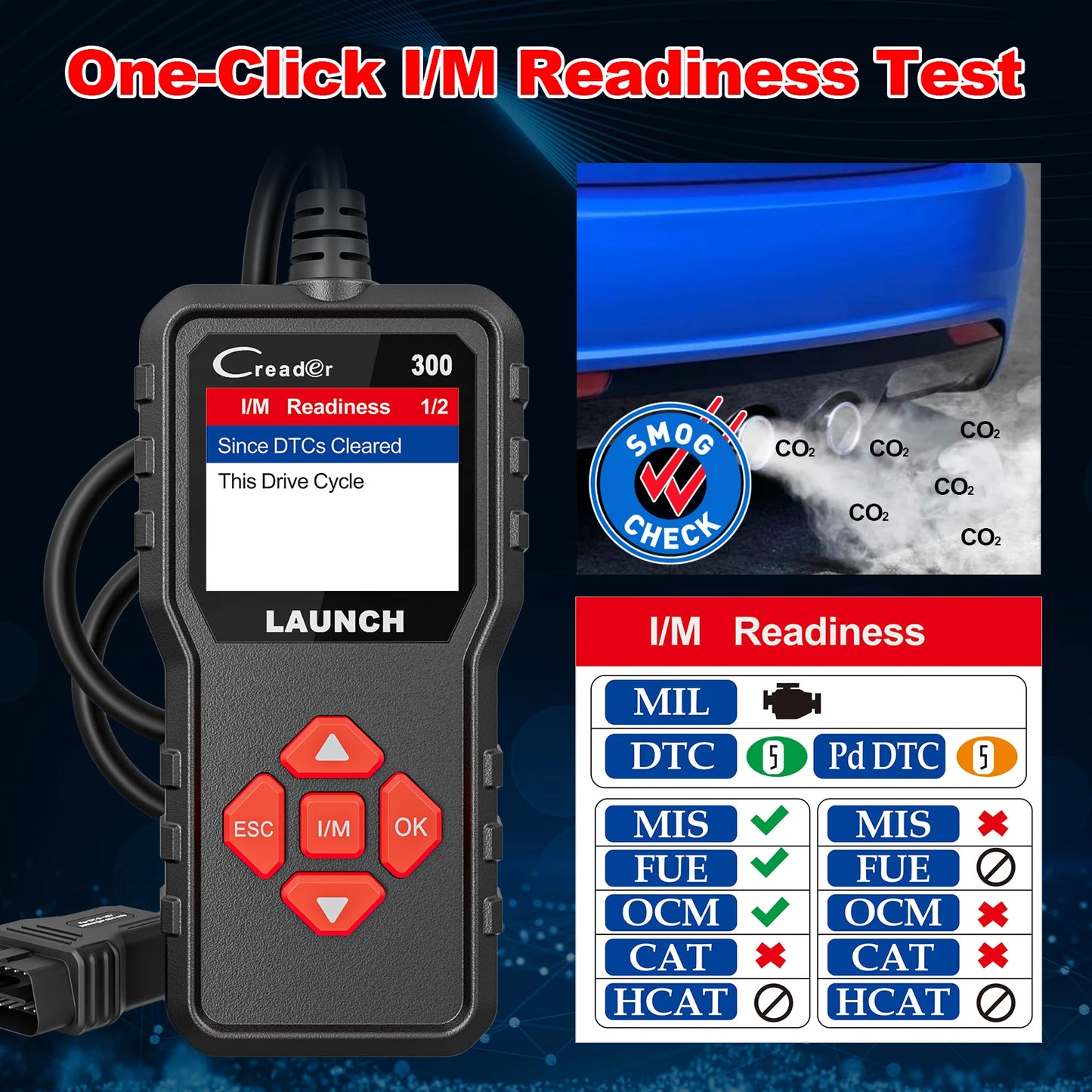 LAUNCH X431 CR300 OBD2 SCANNER CAN Auto Code Reader Diagnostic Tools I/M Engine Battery Tester Lifetime Free Update
