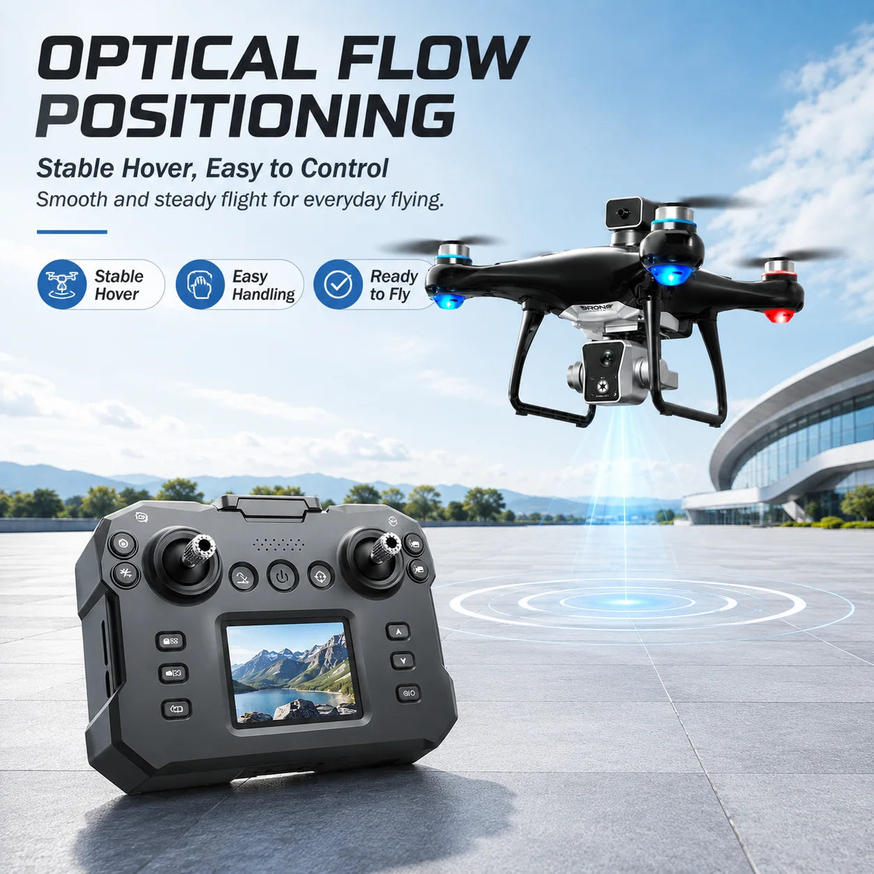 Brushless Drone KY102 With Screen Remote 360 Obstacle Avoidance HD Dual Camera Optical Flow Hover Color LED Light RC Aerial Quadcopter