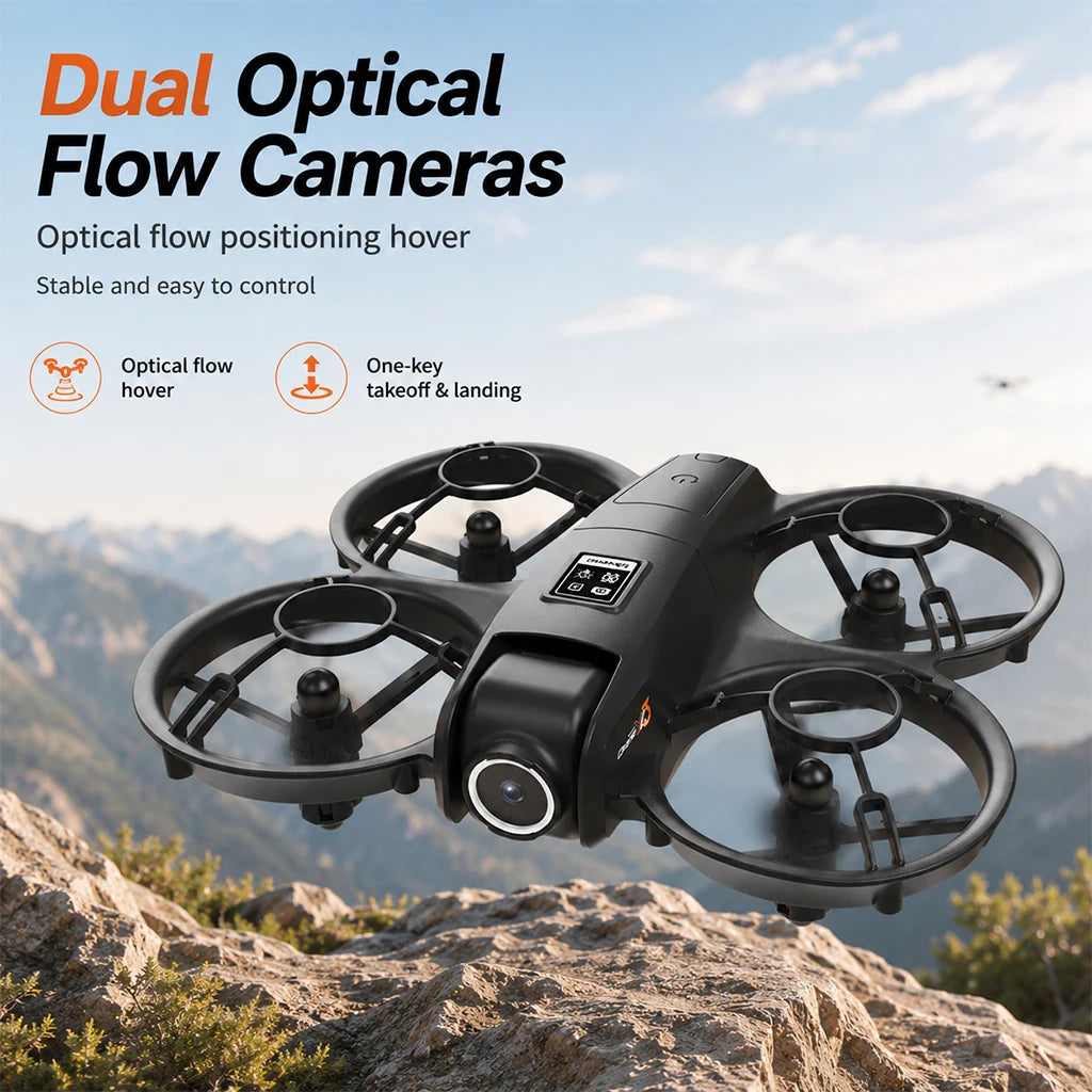 Mini Full Protective Drone YL3PK With 2.4 Inch Screen Remote Dual Camera Optical Flow Hover 2 Batteries Indoor RC Quadcopter
