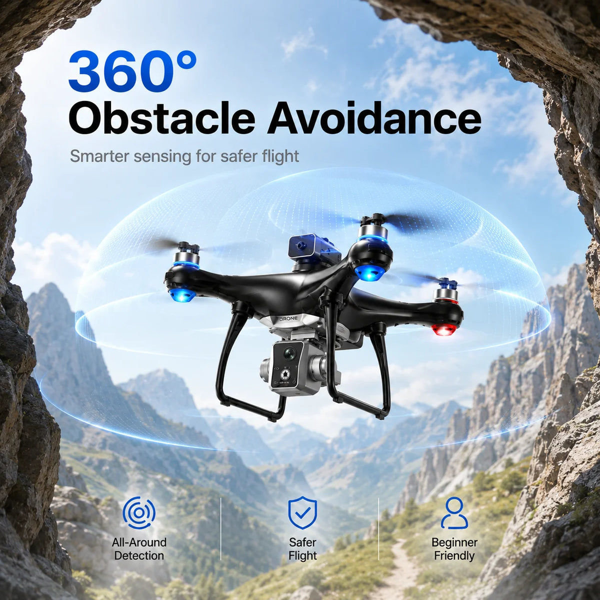 Brushless Drone KY102 With Screen Remote 360 Obstacle Avoidance HD Dual Camera Optical Flow Hover Color LED Light RC Aerial Quadcopter