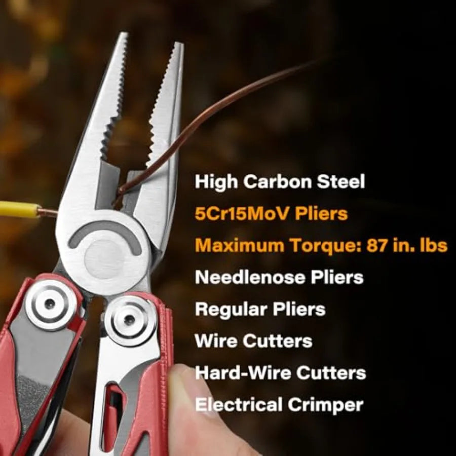 Multitool 21-in-1 for Work Home Garden DIY Auto: Heavy-duty Stainless Steel Black with Safety Locking Spring-Action Scissors