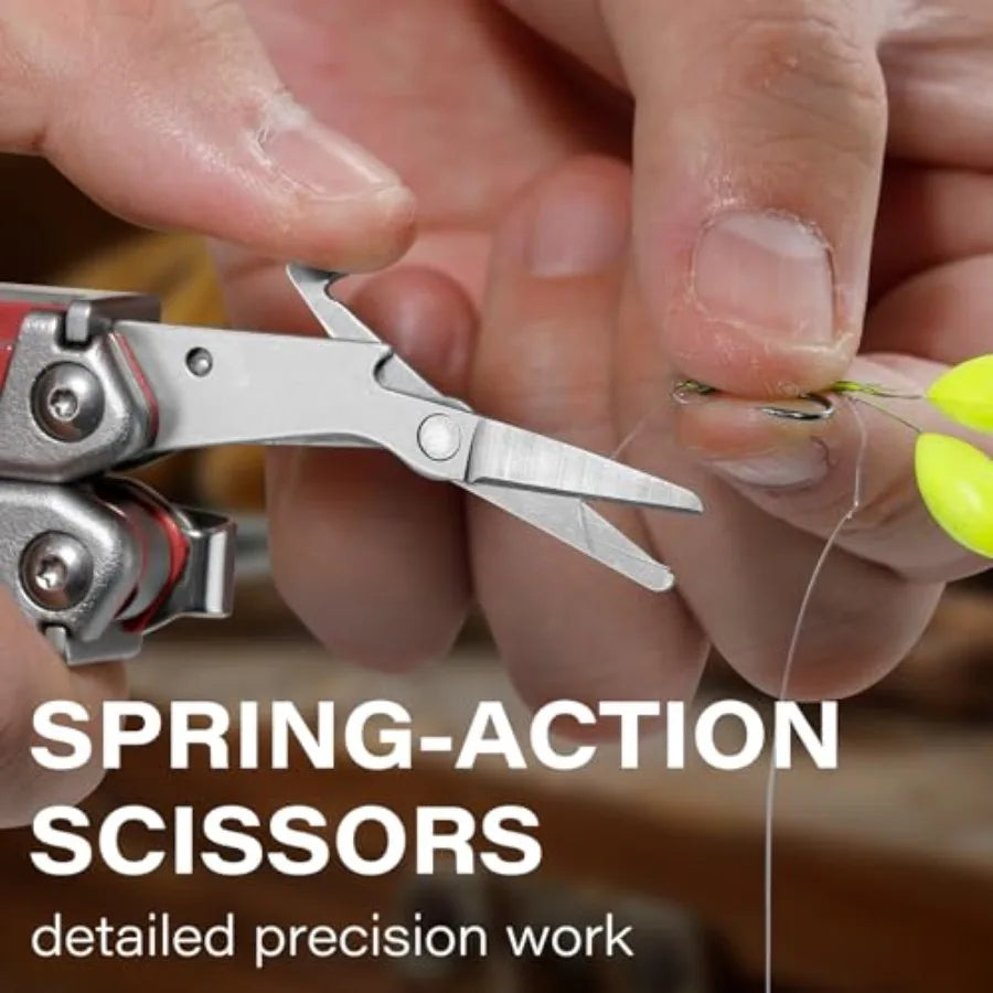 Multitool 21-in-1 for Work Home Garden DIY Auto: Heavy-duty Stainless Steel Black with Safety Locking Spring-Action Scissors