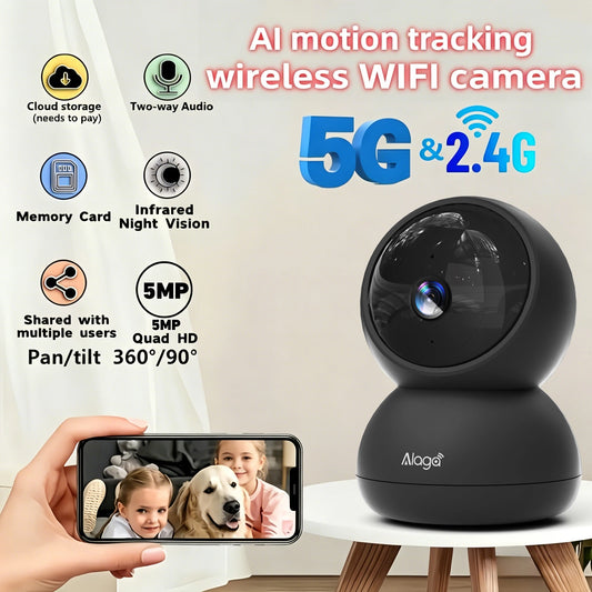 3K Pet Dog Camera with Phone App, 5G/2.4G WiFi Indoor Security Baby Camera,AI Detection 360° Pan&Tilt, 2-Way Audio, Night Vision