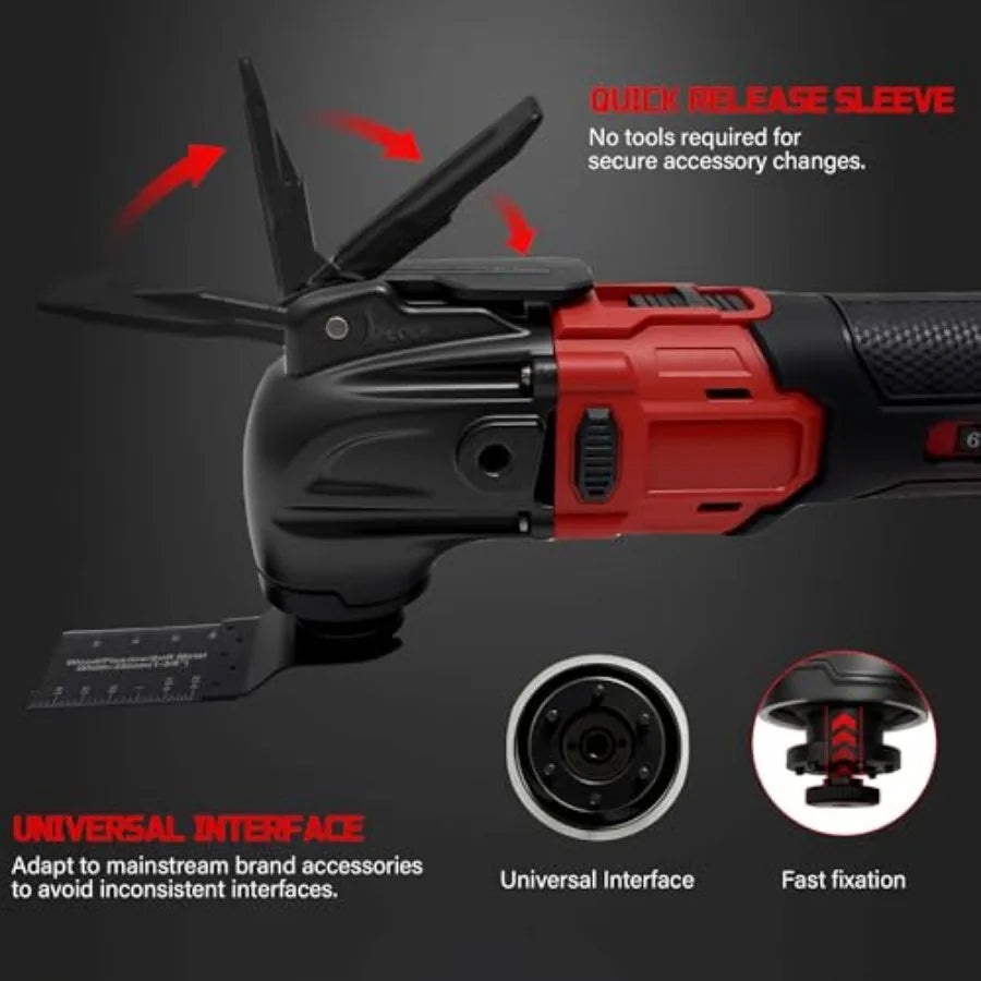 Oscillating Multi Tools for Milwaukee 18V Battery Multi-Use Grinding Tool 4°Oscillation Angle 6 Variable Speeds Quick-fit Blade