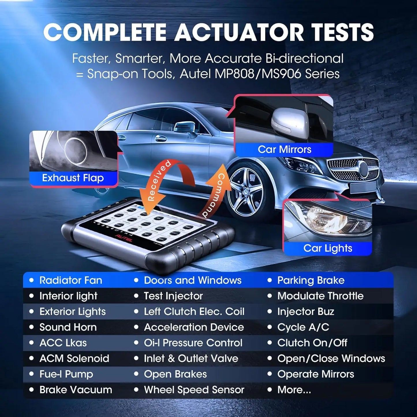 MaxiCOM MK808S Bidirectional Tool as MK808BT Pro MX808S OBD2 Scanner Bi-directional Control Diagnosis Automotive Tools