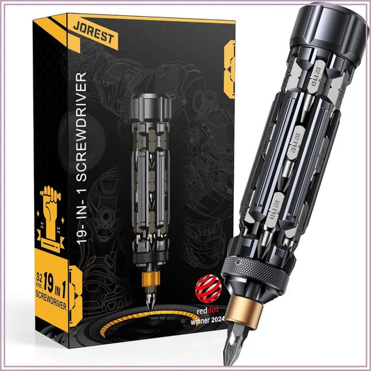 19 in 1 Multibit Screwdriver Set - Magnetic Multitool with Torx Hex Phillips Slotted, Repair Kit for Computer Home Furniture