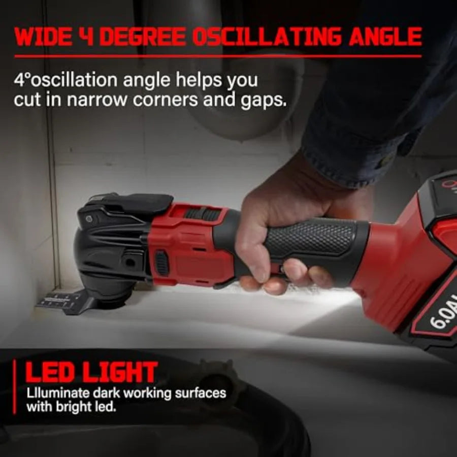 Oscillating Multi Tools for Milwaukee 18V Battery Multi-Use Grinding Tool 4°Oscillation Angle 6 Variable Speeds Quick-fit Blade