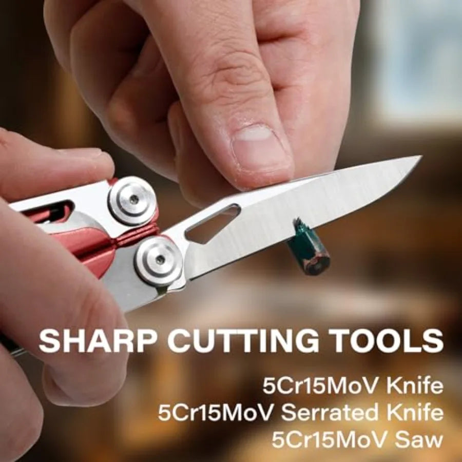 Multitool 21-in-1 for Work Home Garden DIY Auto: Heavy-duty Stainless Steel Black with Safety Locking Spring-Action Scissors