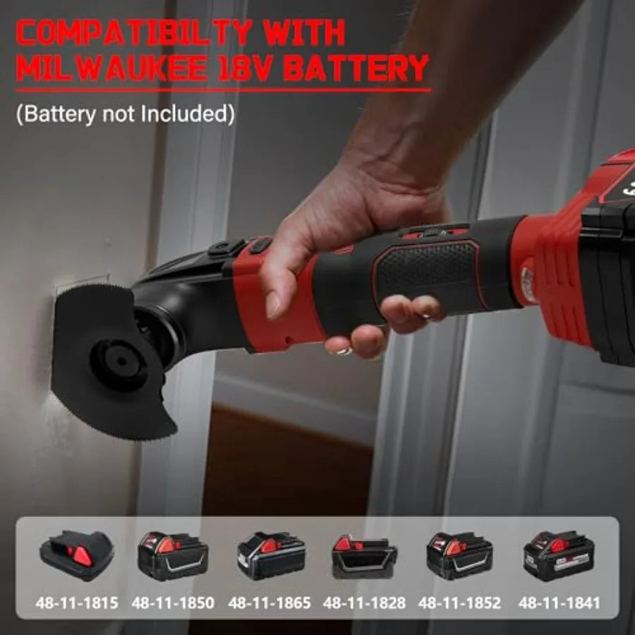 Oscillating Multi Tools for Milwaukee 18V Battery Multi-Use Grinding Tool 4°Oscillation Angle 6 Variable Speeds Quick-fit Blade